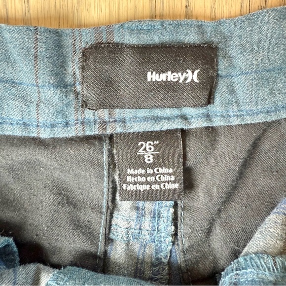 Hurley Boys Blue Plaid Flat Front Shorts Lightweight Casual Wear Size 8 / 26 - Picture 10 of 11